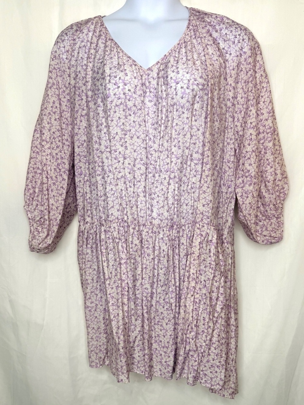 H&M Purple Flowy Floral Boho Drop Waist Dress Viscose Blend 2X